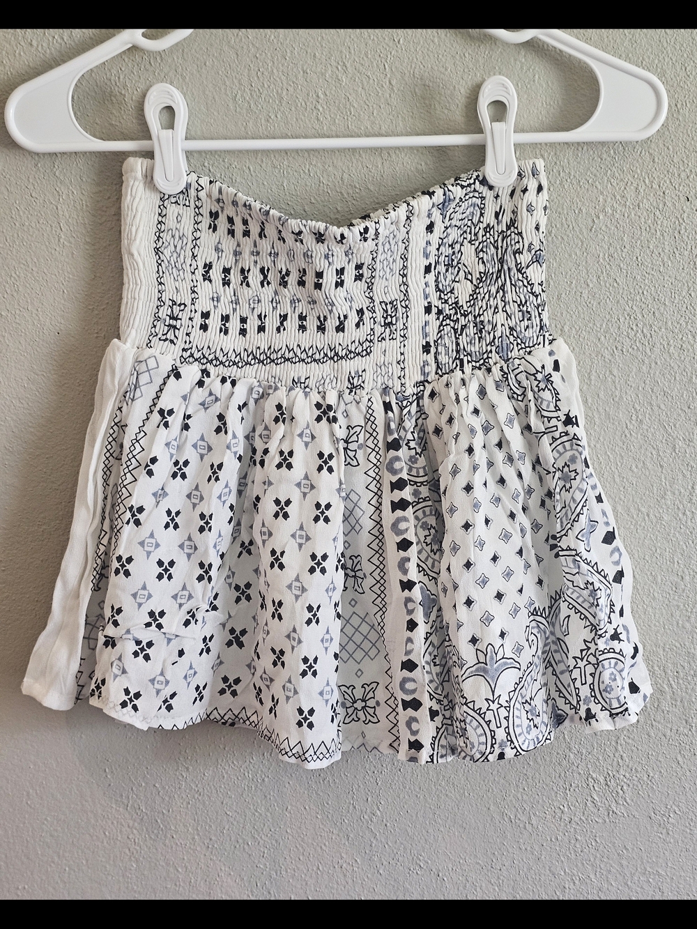 Muche et Muchette Boho Smocked Mini Skirt OS Fairycore White & Blue NWT